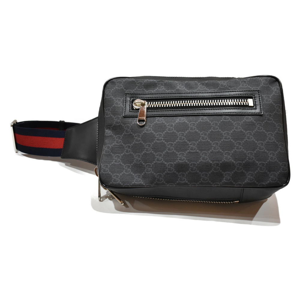 GUCCI GG Supreme Belt Bag Black Canvas Body Belt Bum Crossbody Clutch